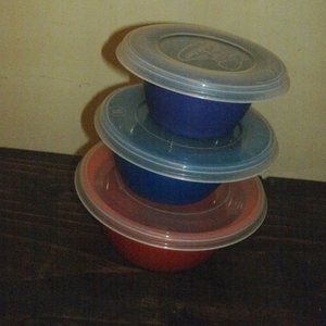Curious Chef Child Cooking Prep Set 3 Different Size Plastic Prep Bowls & Lids